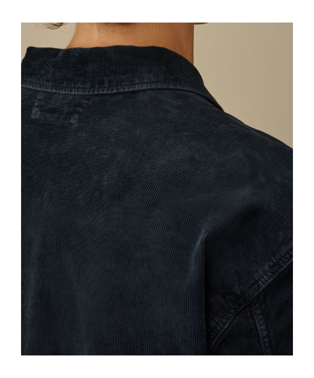 C.p. Company Textured Corduroy Overshirt With Pointed Collar In Blue