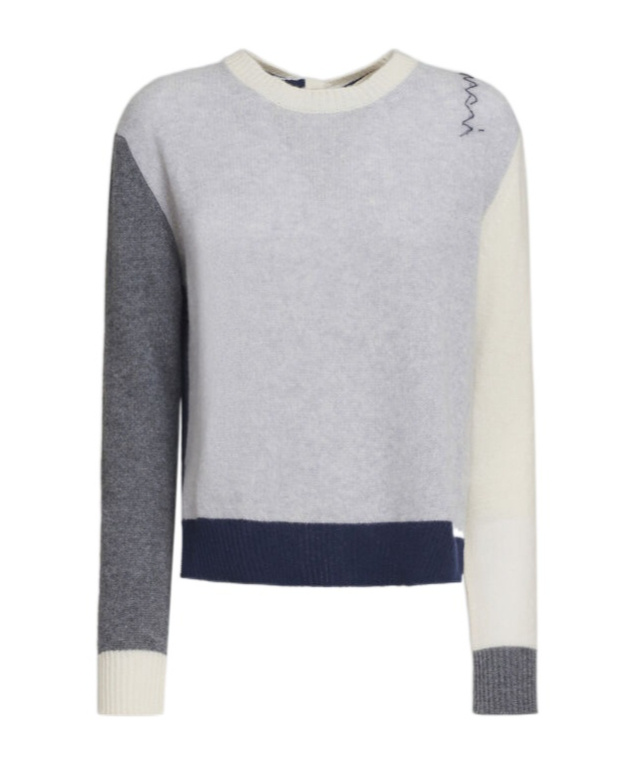 Marni Cashmere Sweater Color-block Design Open Back In Gray