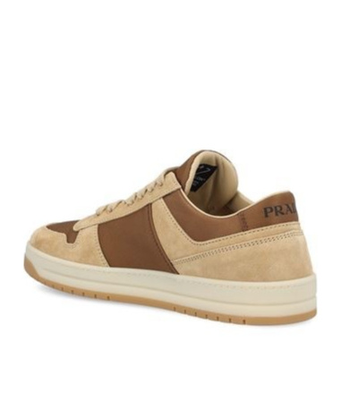 Prada Downtown Re-nylon And Suede Sneakers In Nude