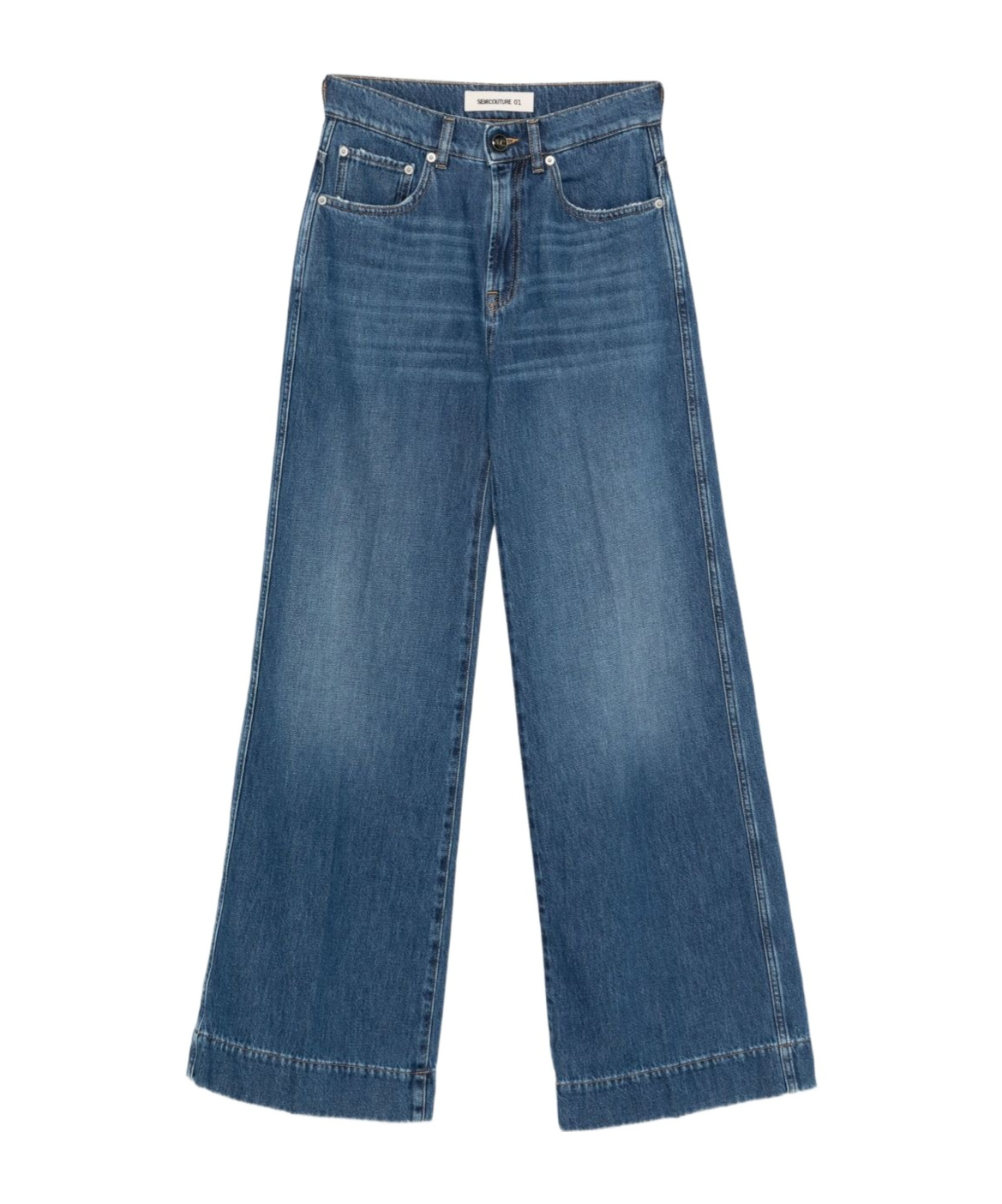Semicouture Hayley Wide-leg Denim Jeans In Blue