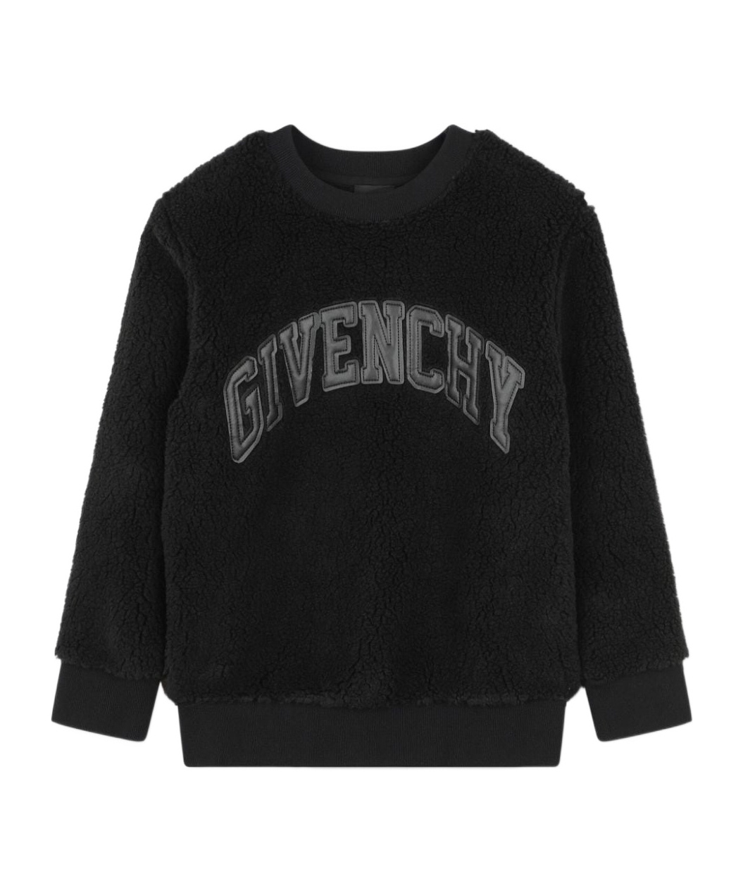 Givenchy Logo-patch Faux-shearling Sweatshirt In Black
