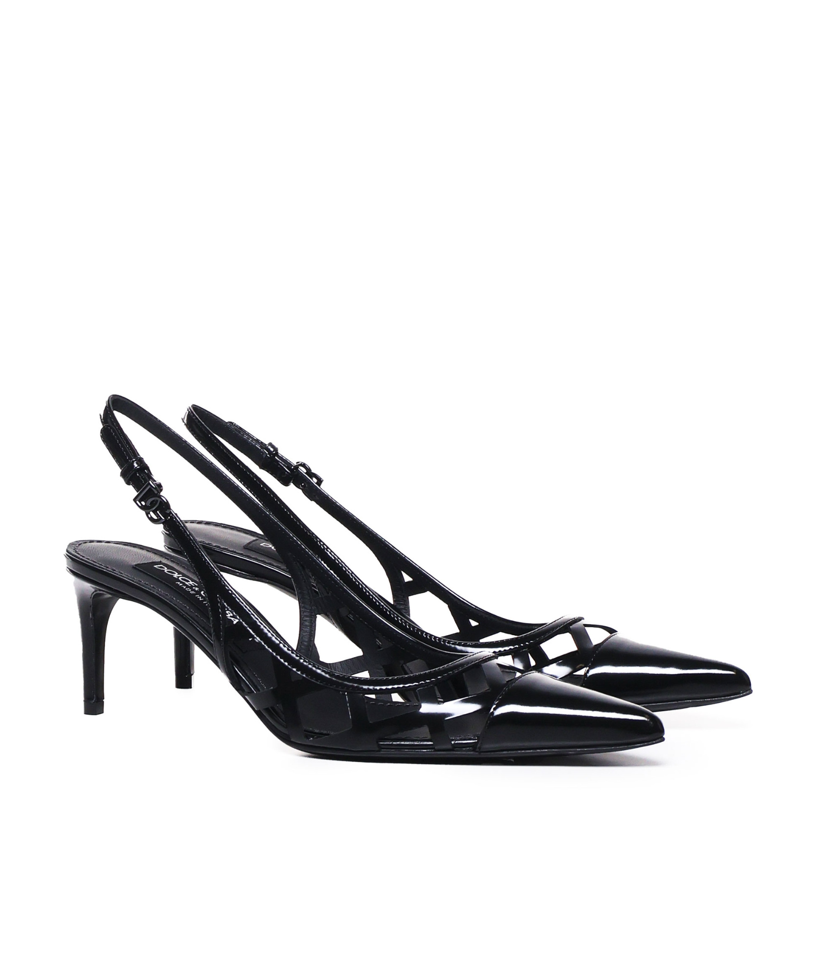 Dolce & Gabbana Pointed-toe Lace-panelled Pumps In Black