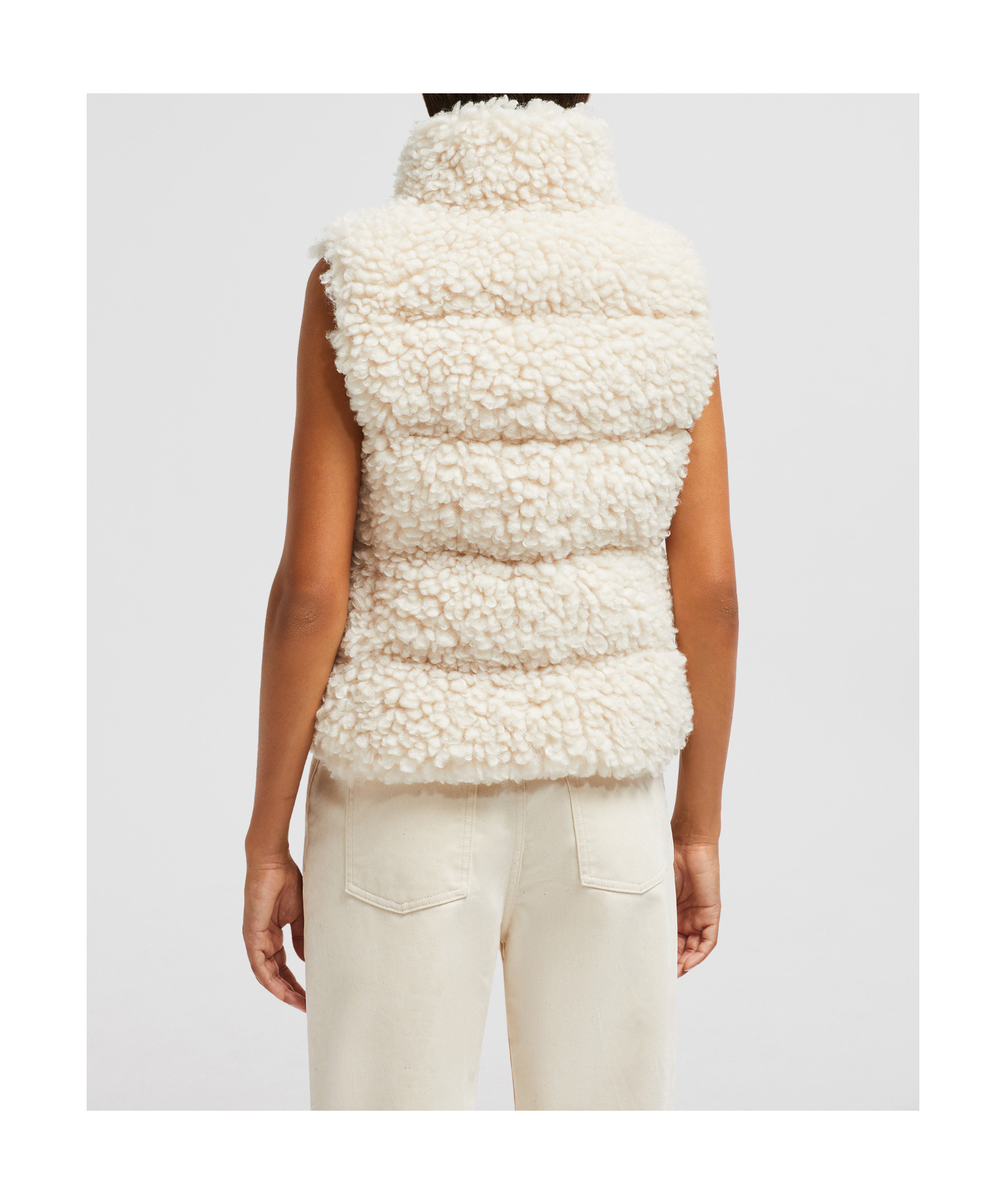 Moncler Wourl Teddy Down Vest White In White