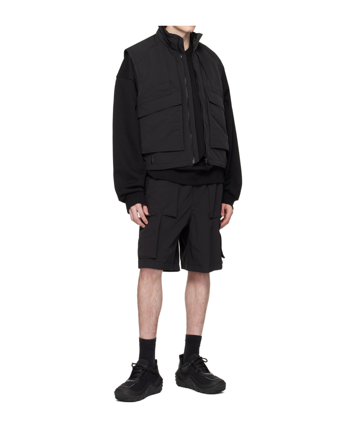 Juunj Drawstring-waist Panelled Shorts In Black