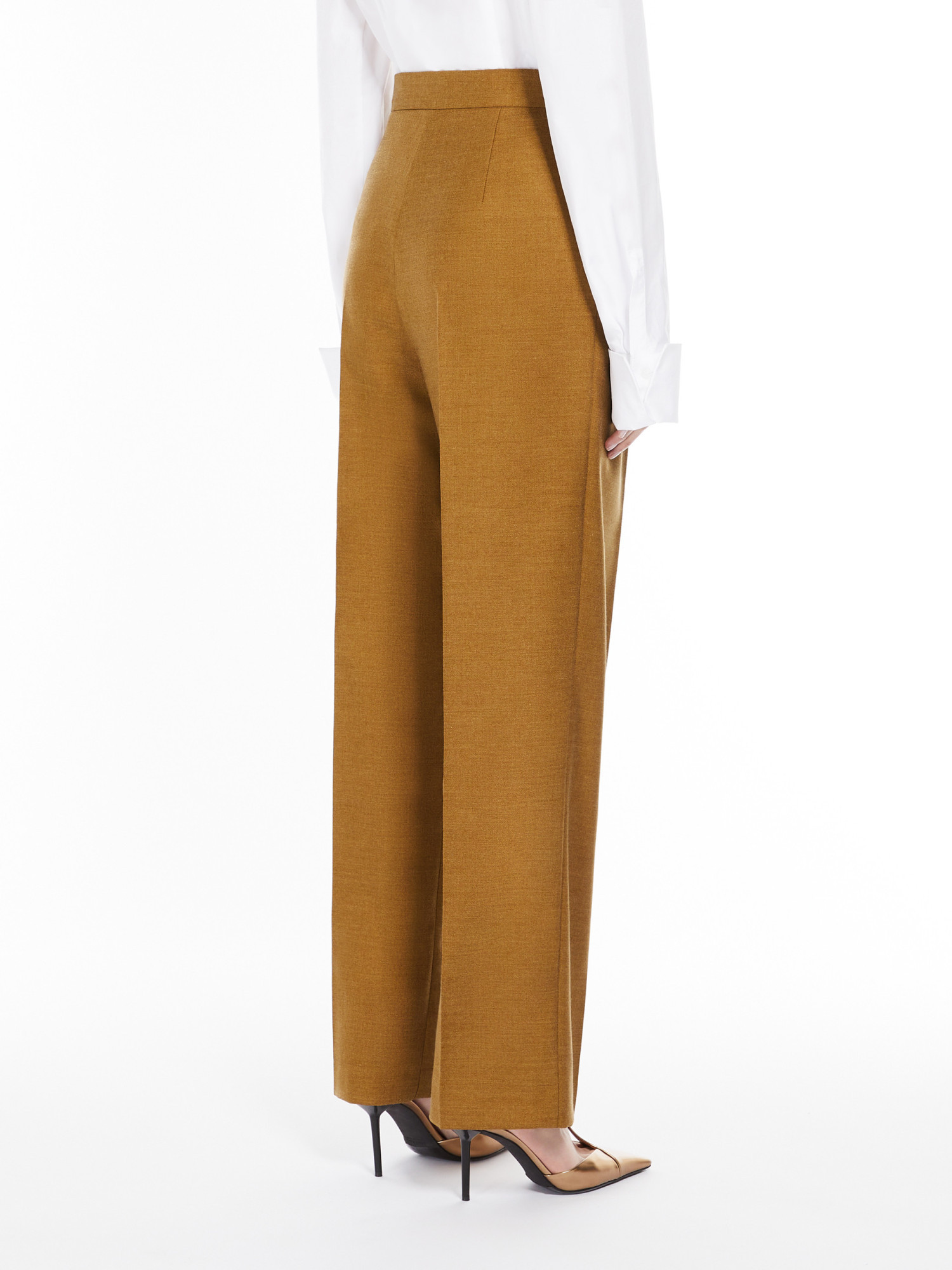 MAX MARA WOOL, MOHAIR AND SILK CANVAS TROUSERS