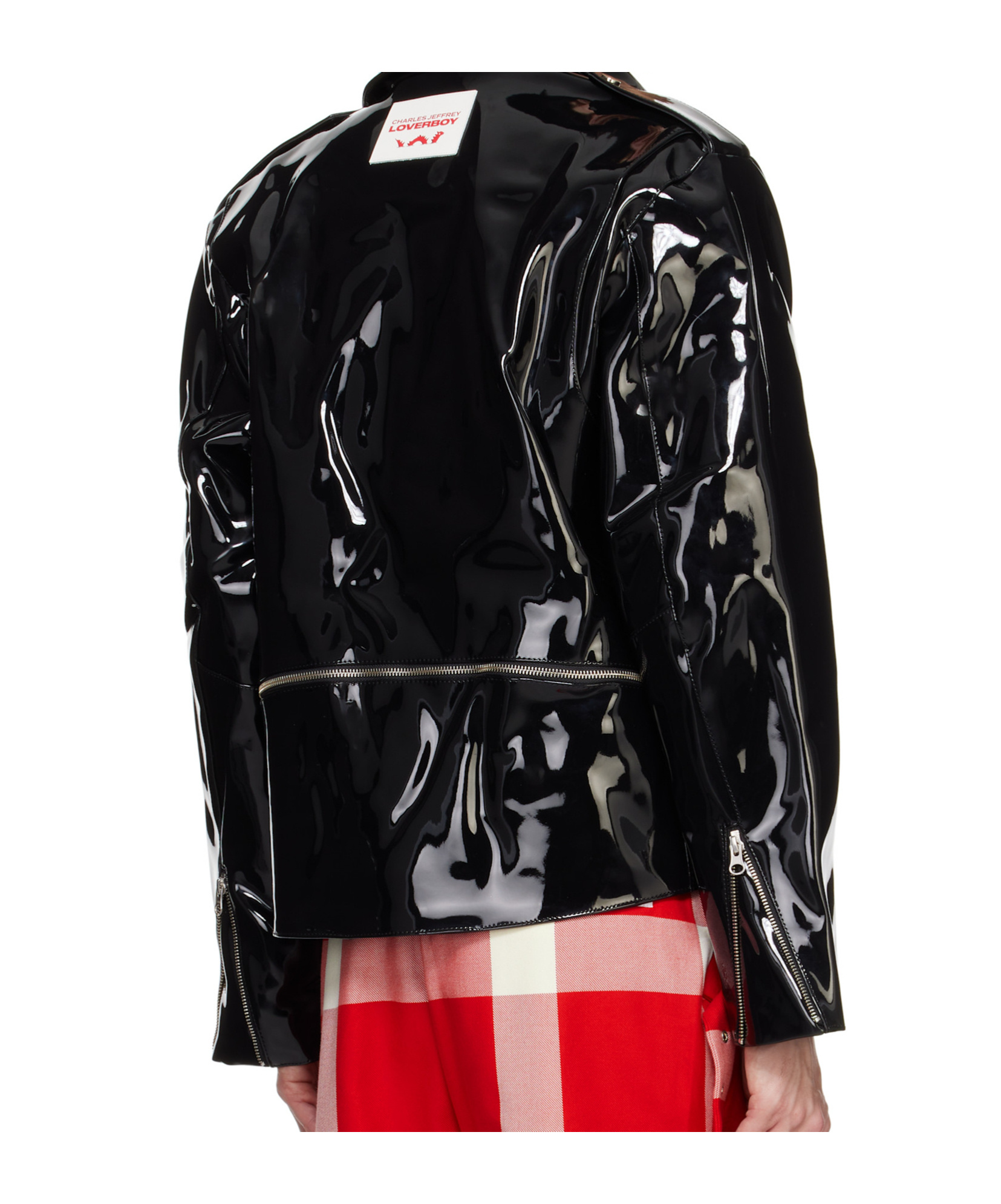 Charles Jeffrrey Loverboy Patent-finish Biker Jacket In Black