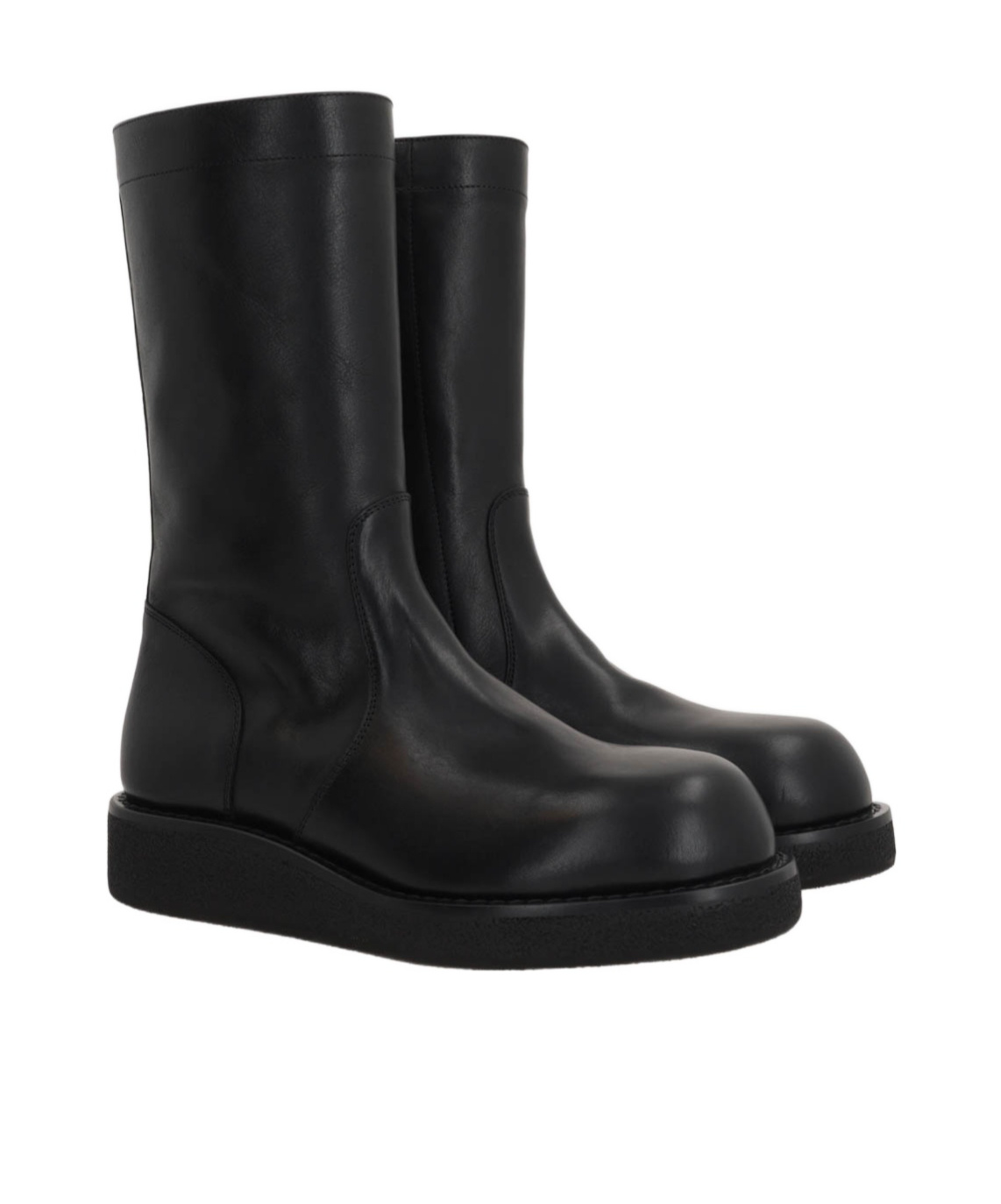 Ann Demeulemeester Round Toe Ankle Boots In Black