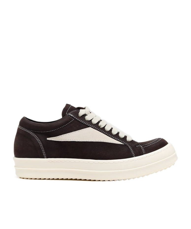 Rick Owens Women Black Low Top Sneakers With Contrasting Stitching In Leather Woman In Black