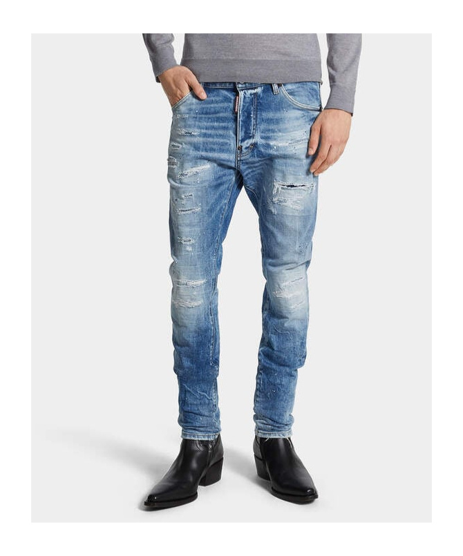 Dsquared2 Cool Guy Blue Five Pocket Jeans With Faded Effect In Denim Man In Blue
