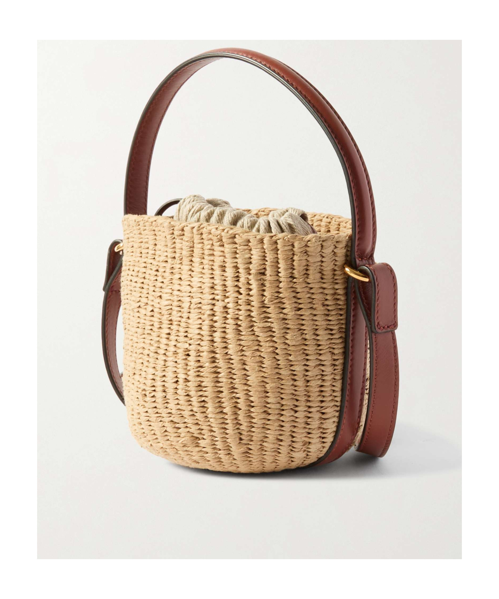Chloé Mini Horse Medal Basket Bag In Natural Fibres Brown Size Onesize 100% Paper Yarn, Calf-skin Leather In Nude