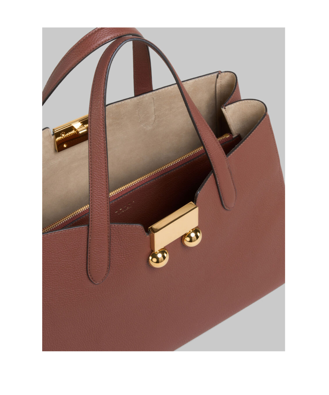 Shop Marni Brick Red Leather Trunkaroo Tote Medium Handbag In Wild Cherry