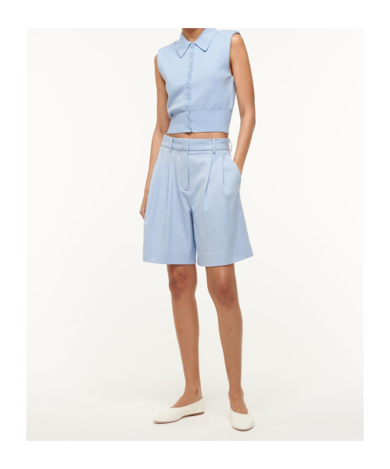 Staud Alba Ballet Flats Paper In White