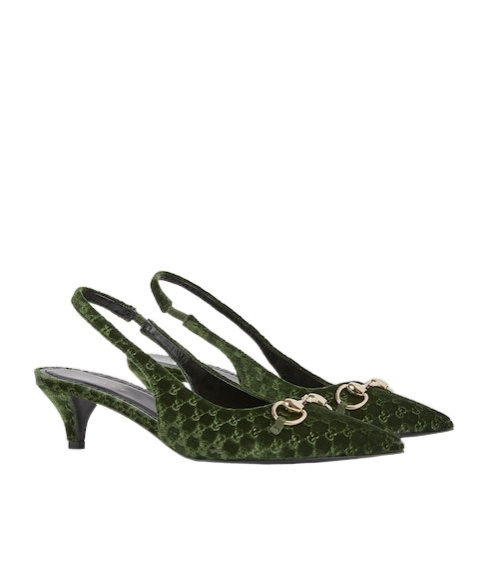 Gucci Women's Slingback Pump With Horsebit In Green