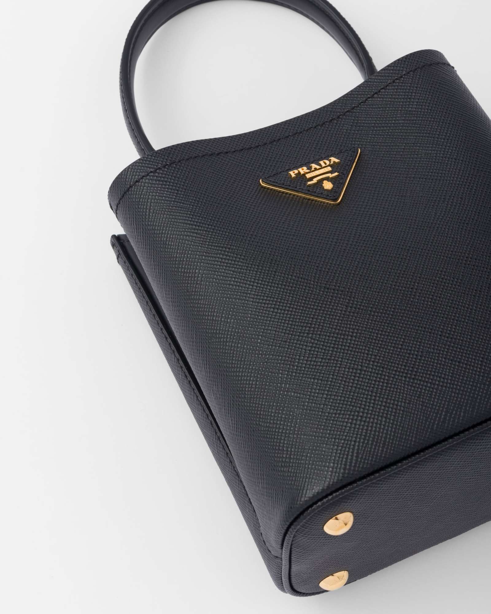 Prada Small Saffiano Leather Bucket Bag In Black