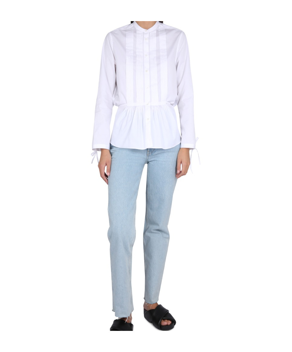Shop Aspesi Peplum Button-up Shirt In White