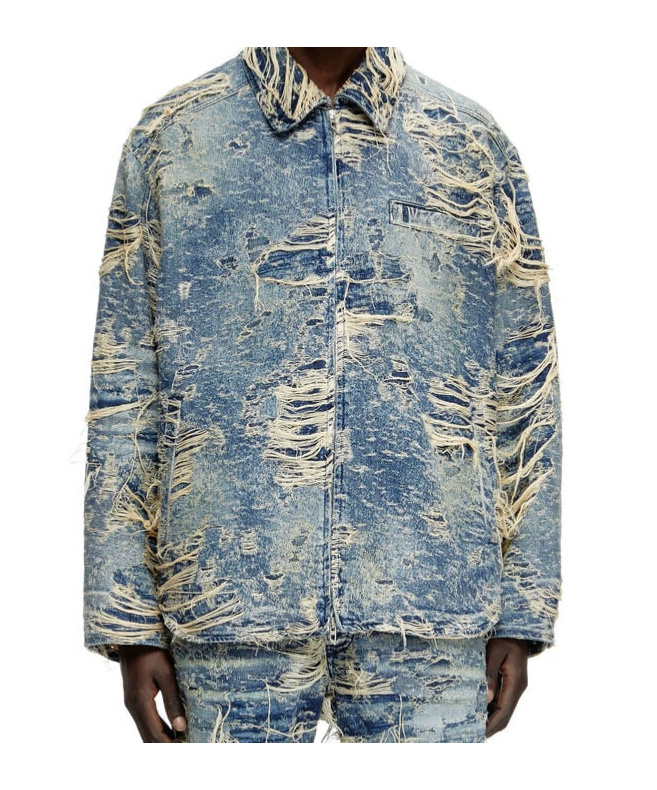 Diesel Jacket In Floating-thread Denim In Gray
