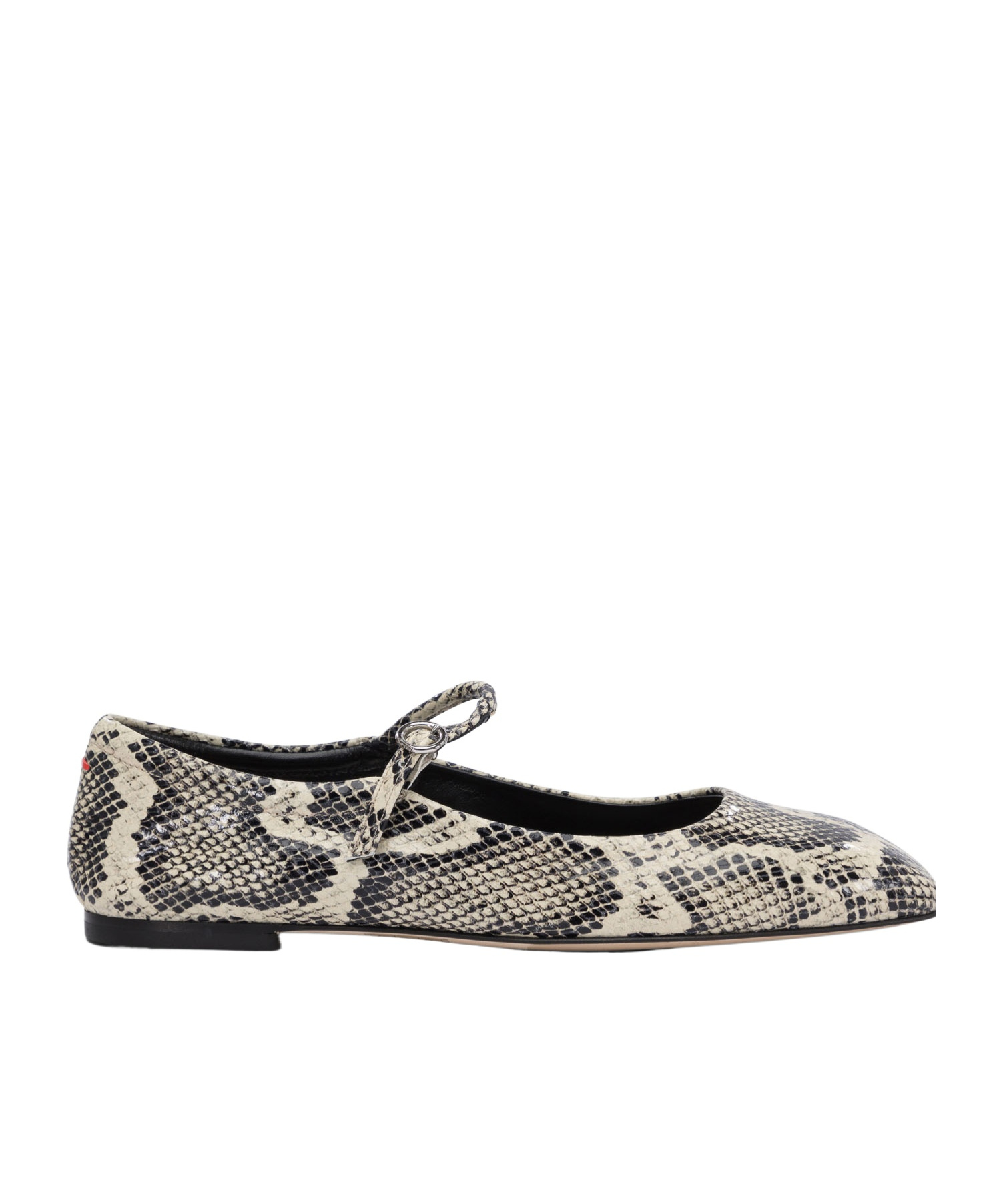 Aeyde Uma Snake Printed Leather Flats In Black