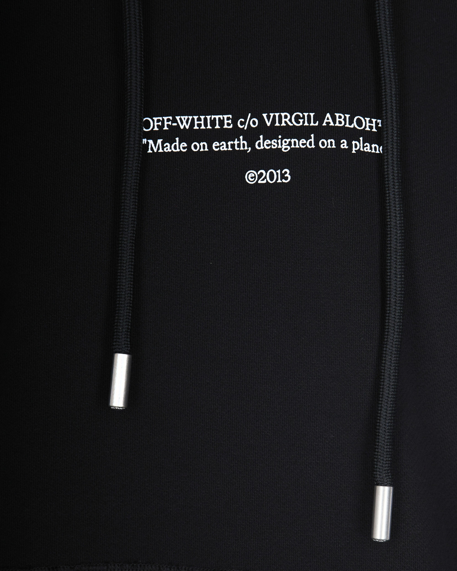 Off-white Logo Printed Drawstring Hoodie In Black