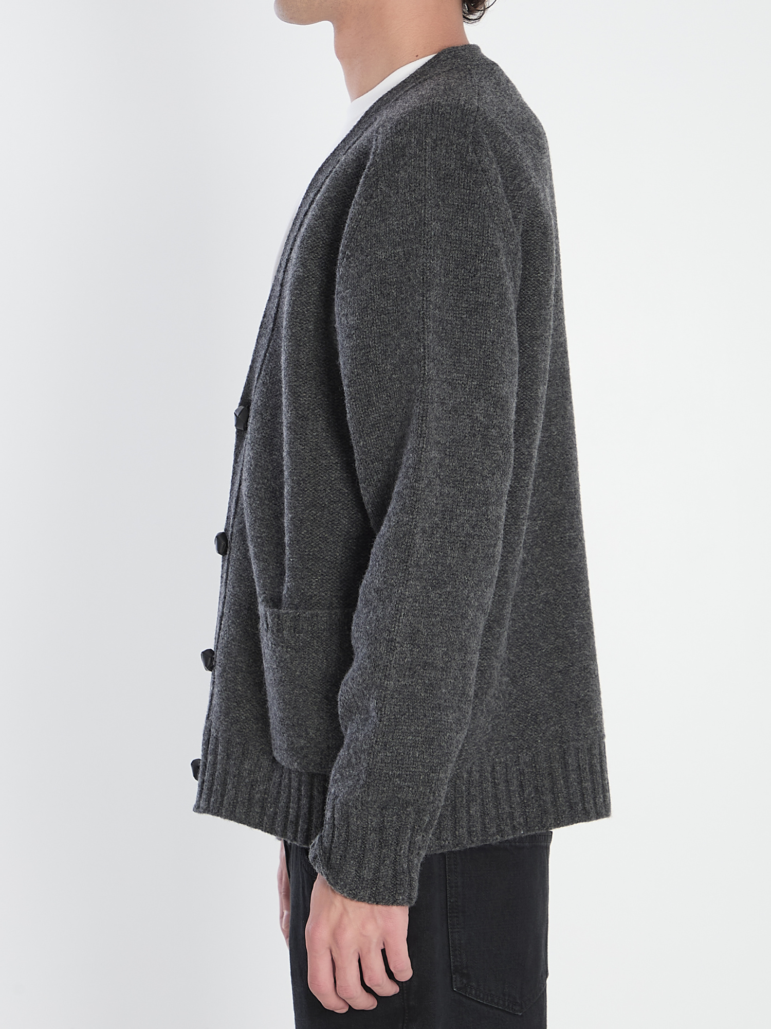 Bottega Veneta Cardigan In Lana In Gray