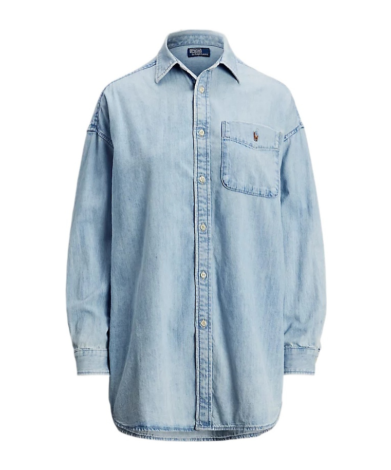 Polo Ralph Lauren Denim Shirt With Long Sleeves And Chest Pocket In Blue