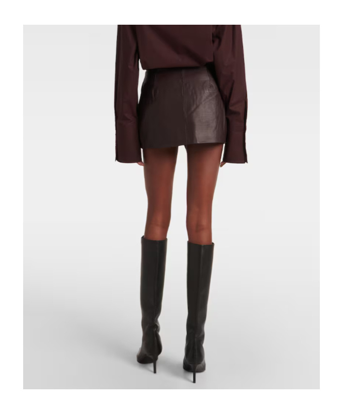 The Frankie Shop Cleo Leather Wrap Skirt In Brown