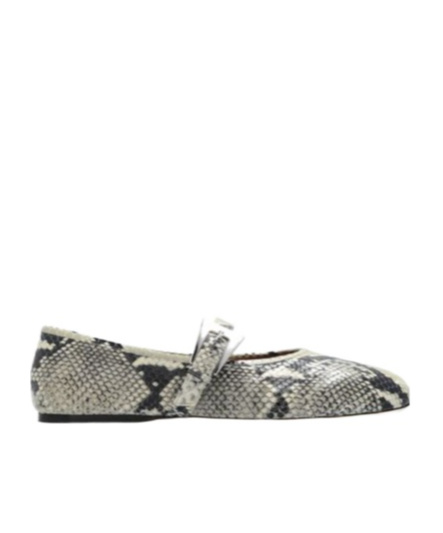 Paris Texas Black & White Sveva Buckle Ballerina Flats In Gray