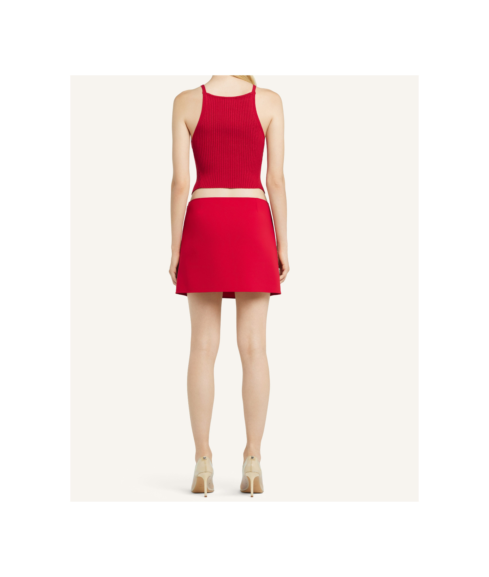 Courrèges Fitted Ribbed Tank Top With Shoulder Pads In Red