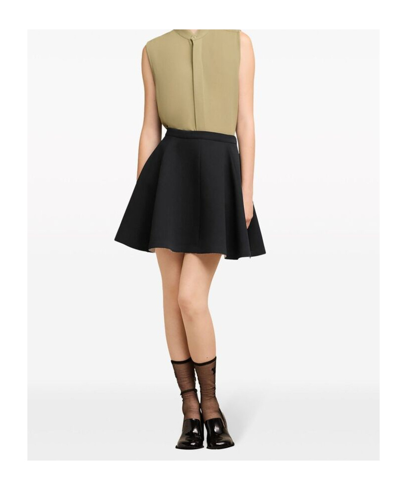 Ami Alexandre Mattiussi Virgin Wool Skater Mini Skirt In Black
