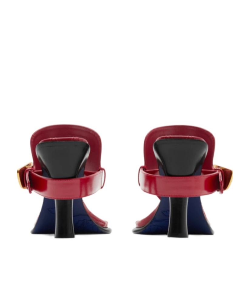 Burberry Leather Bay Sandals In Red