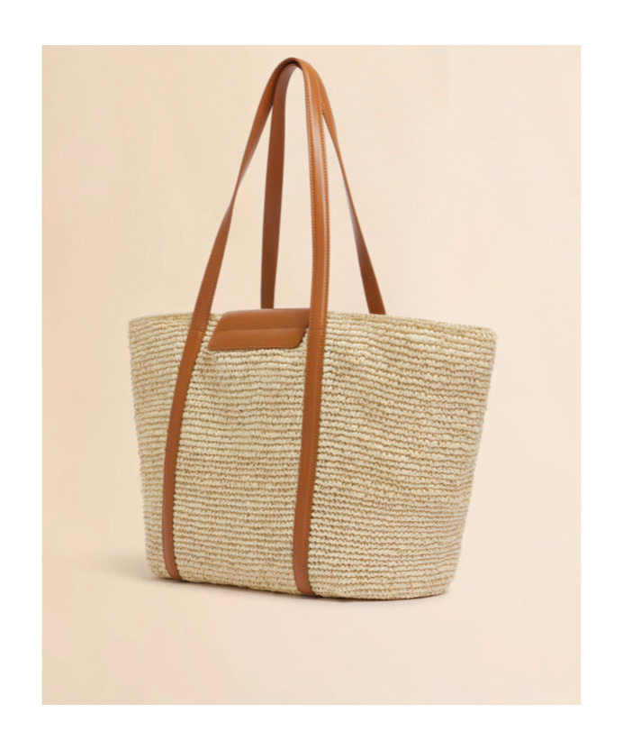 Marni Medium Natural Raffia-effect Trunkaroo Beach Bag In Natural Color