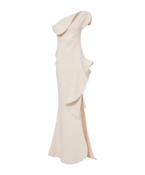 Maticevski Provenance Ruffled One-shoulder Gown In Neutral