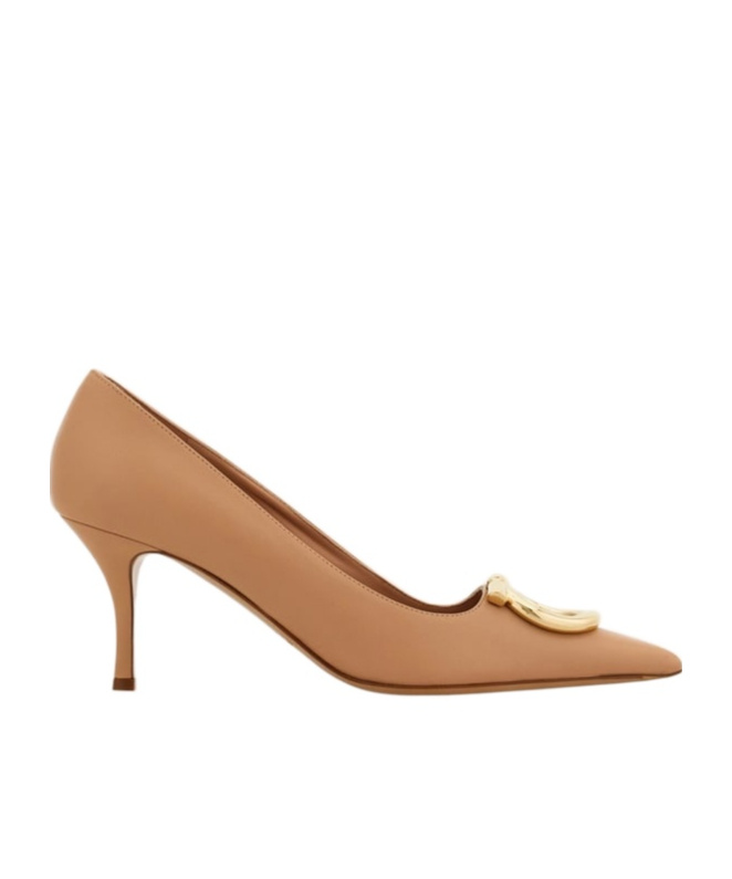 Ferragamo Buckle-detail Pointed-toe Pumps In Brown