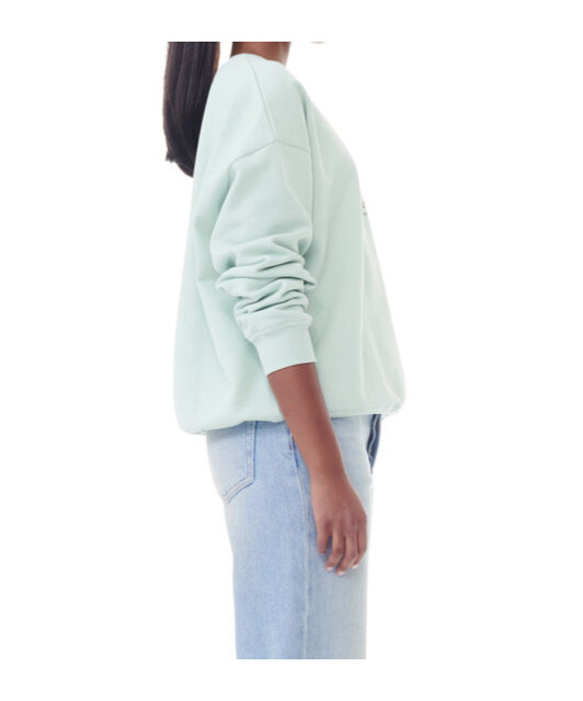 Ganni Logo-print Organic-cotton Sweatshirt In Green