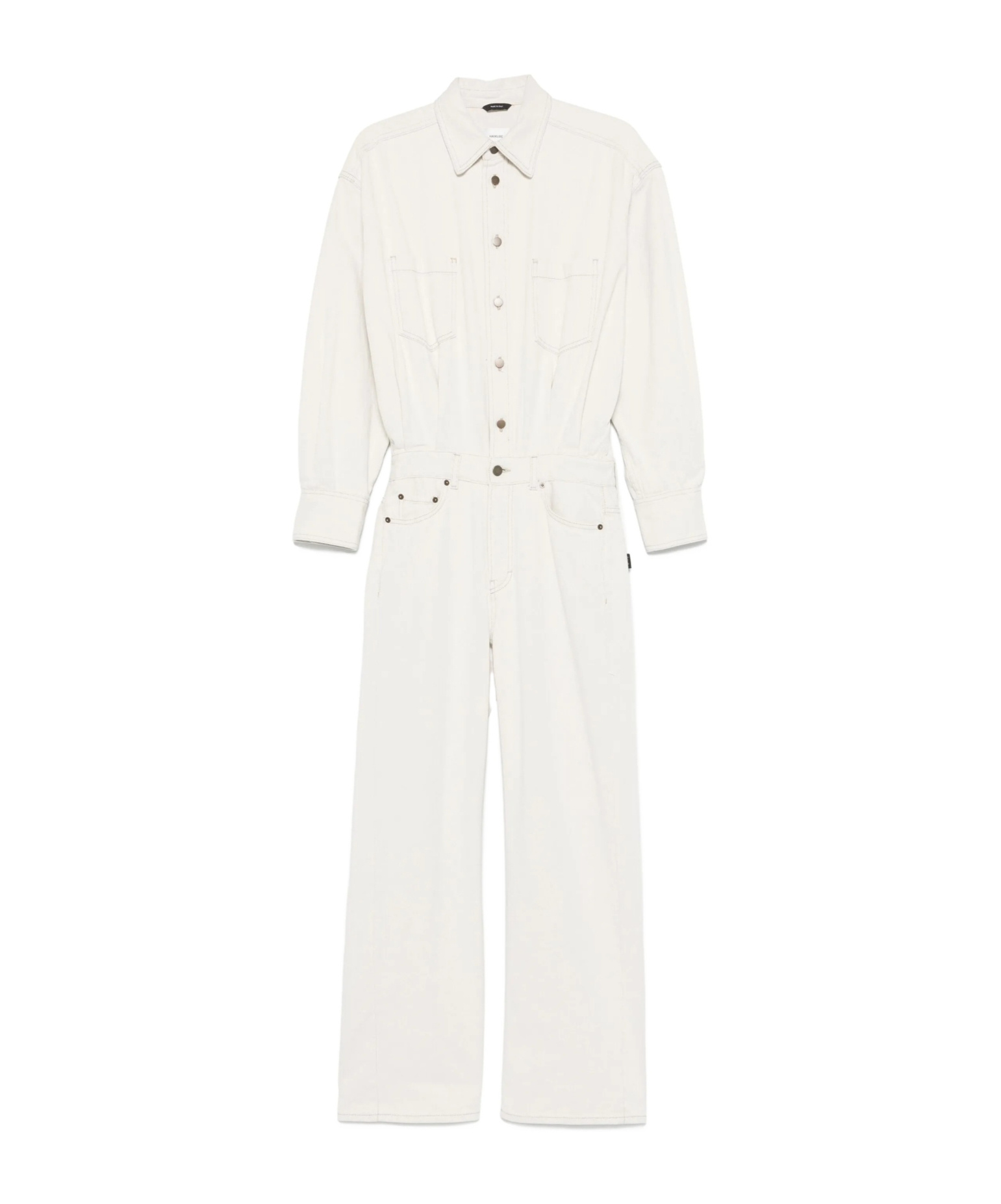 Haikure Long Sleeve Denim Jumpsuit In White
