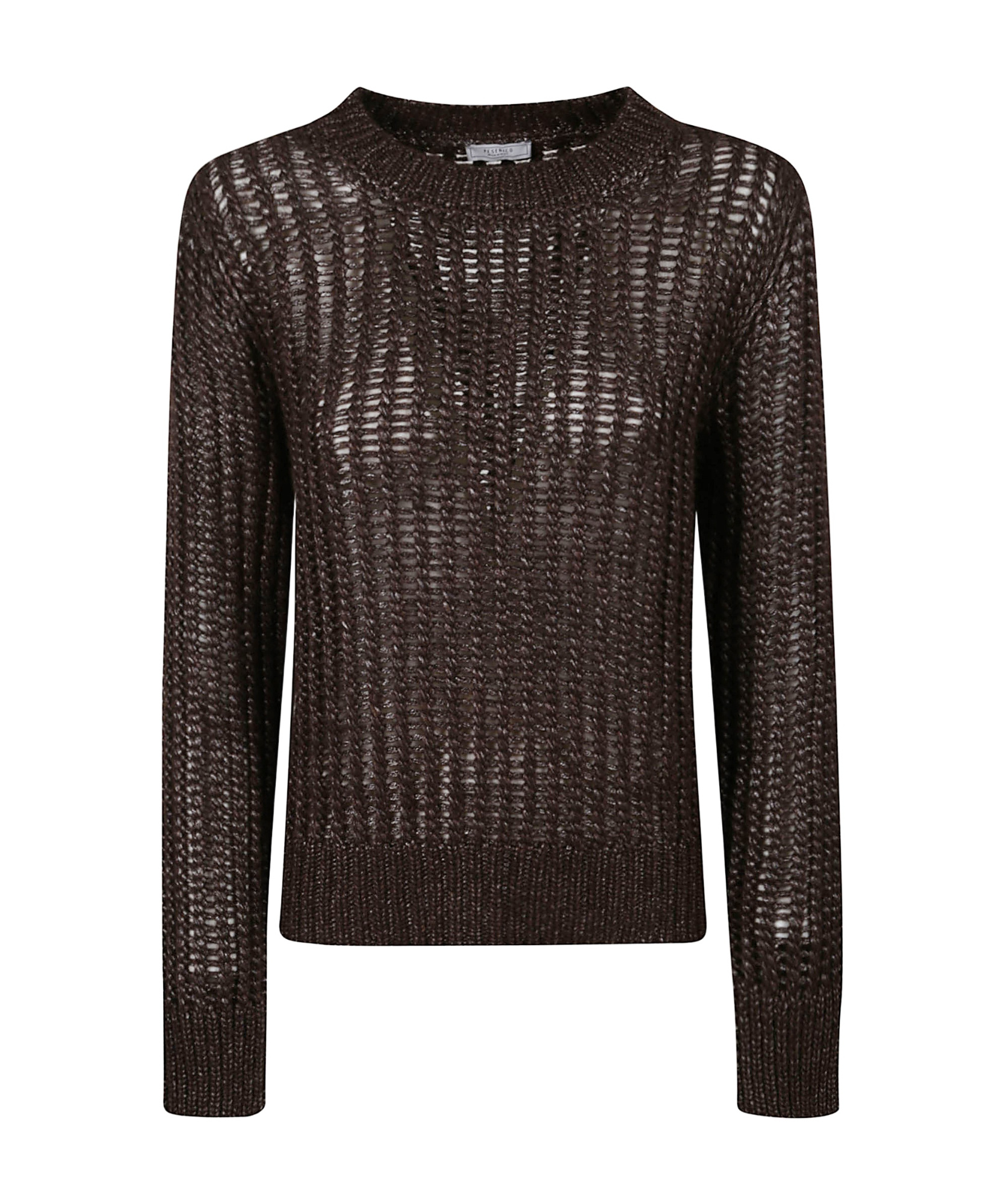 Peserico Round-neck Knit Sweater In Brown