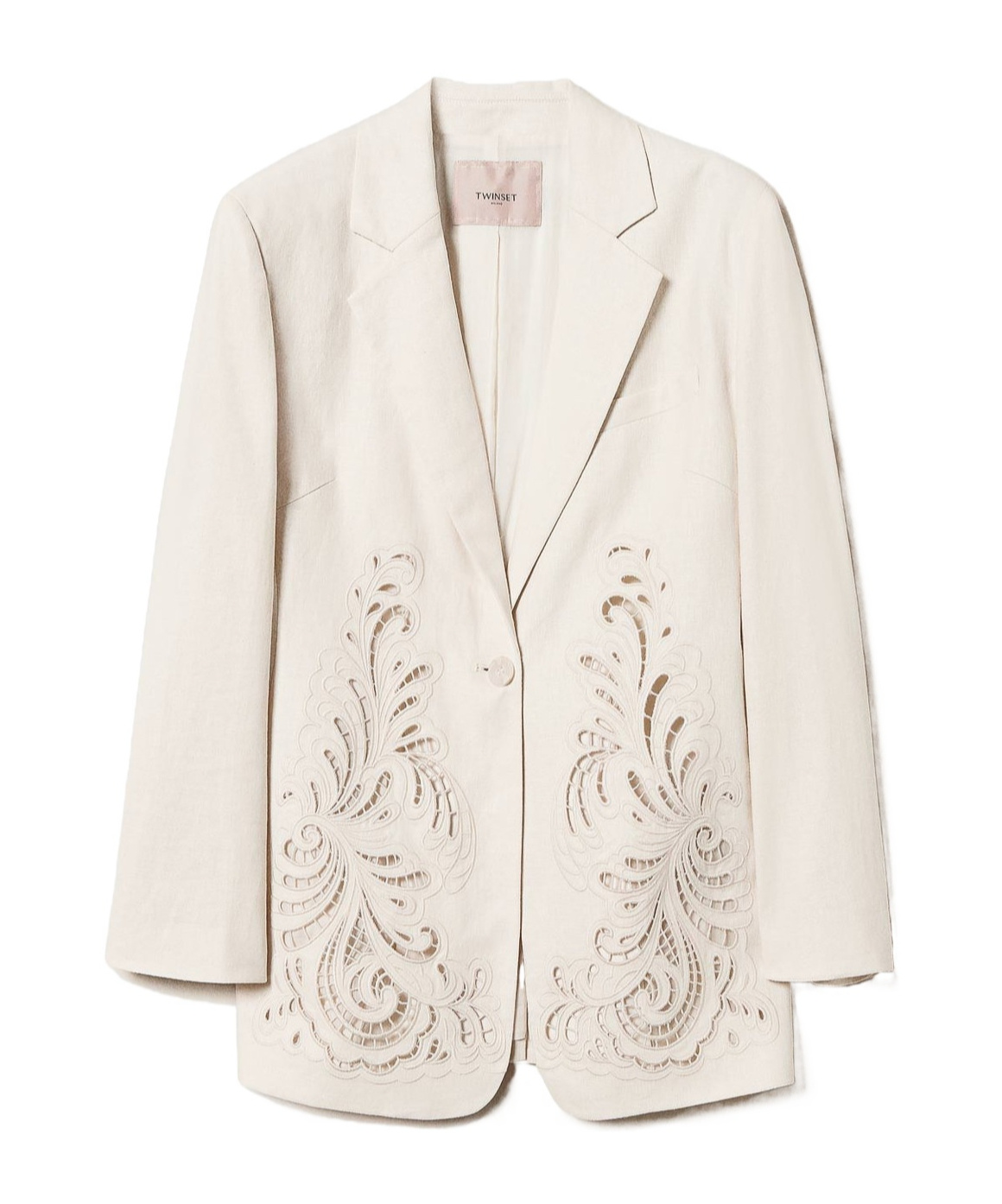 Shop Twinset Embroidered Blazer In White