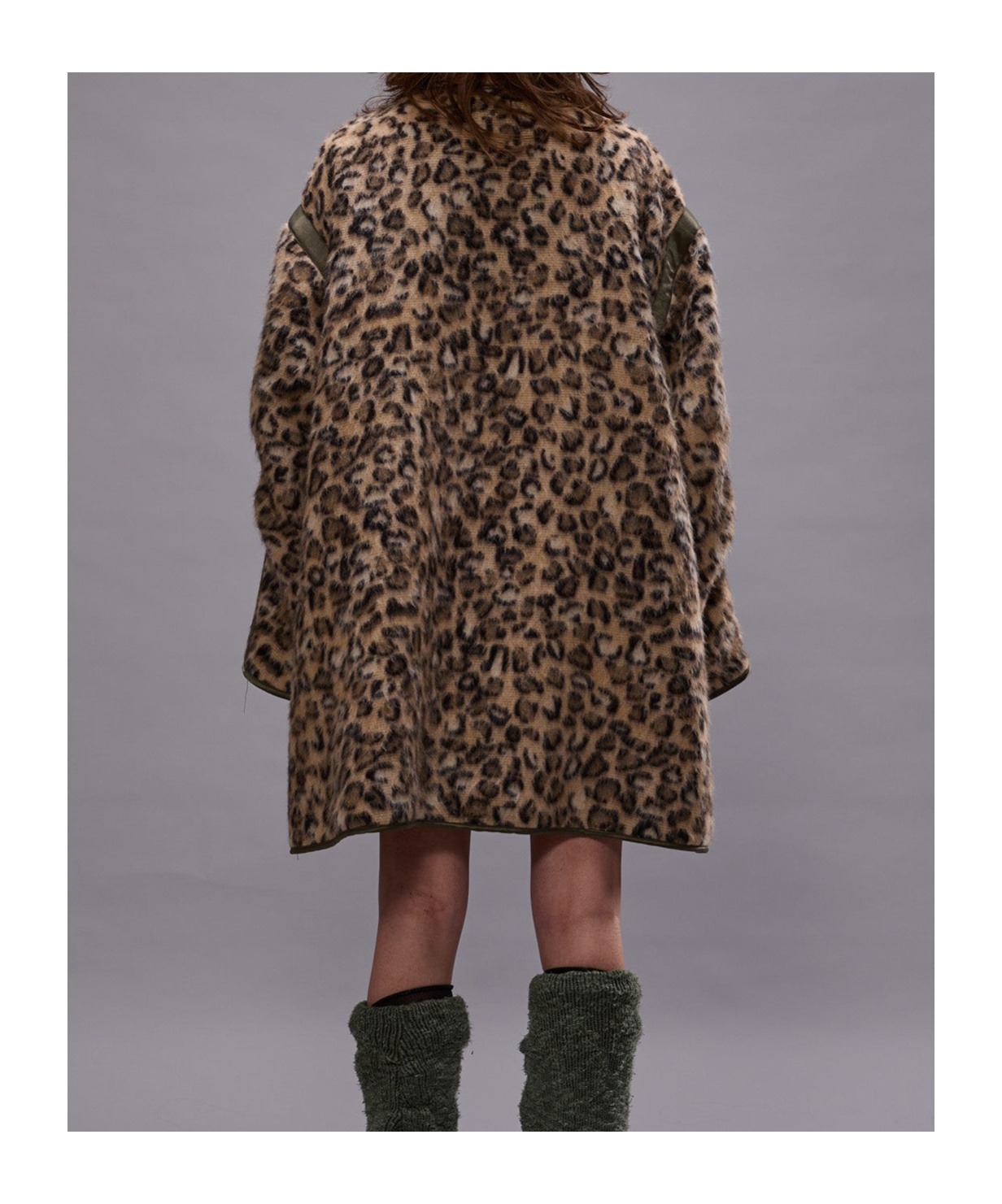 R13 Wool Leopard Coat In Brown