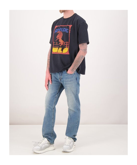 Rhude Cadre Noir Logo-print Cotton-jersey T-shirt In Black