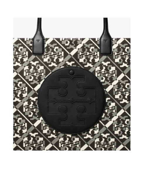 Tory Burch Small Ella Printed Tote In Black
