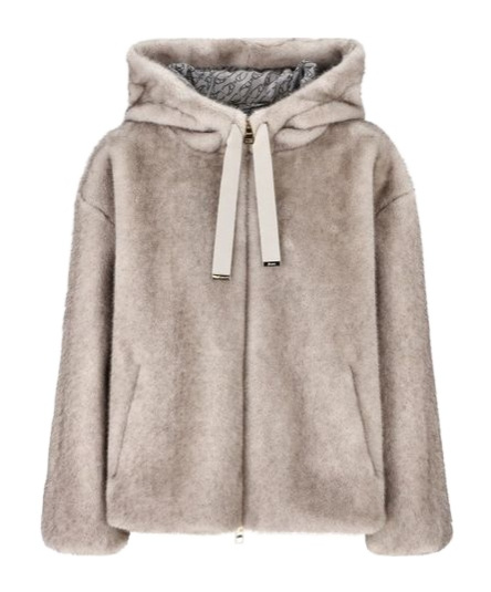 Herno Drawstring-hood Zip-front Jacket In Brown