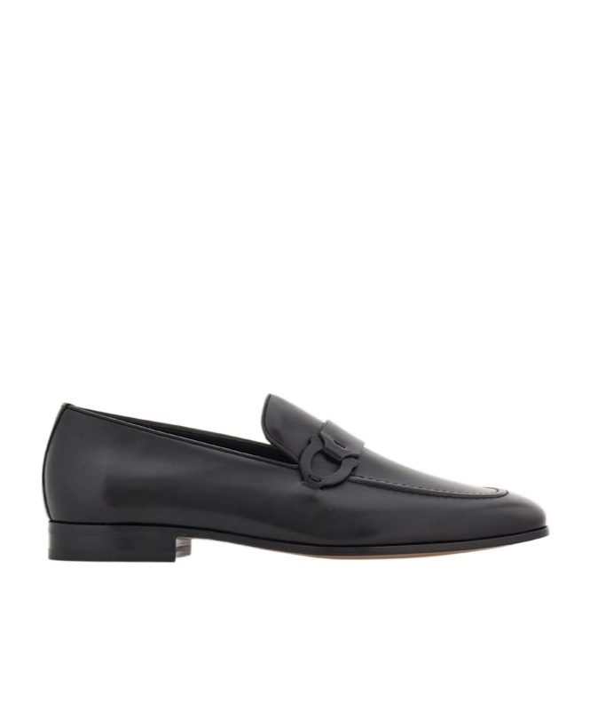 Ferragamo Bonny Gancini Leather Loafers In Black