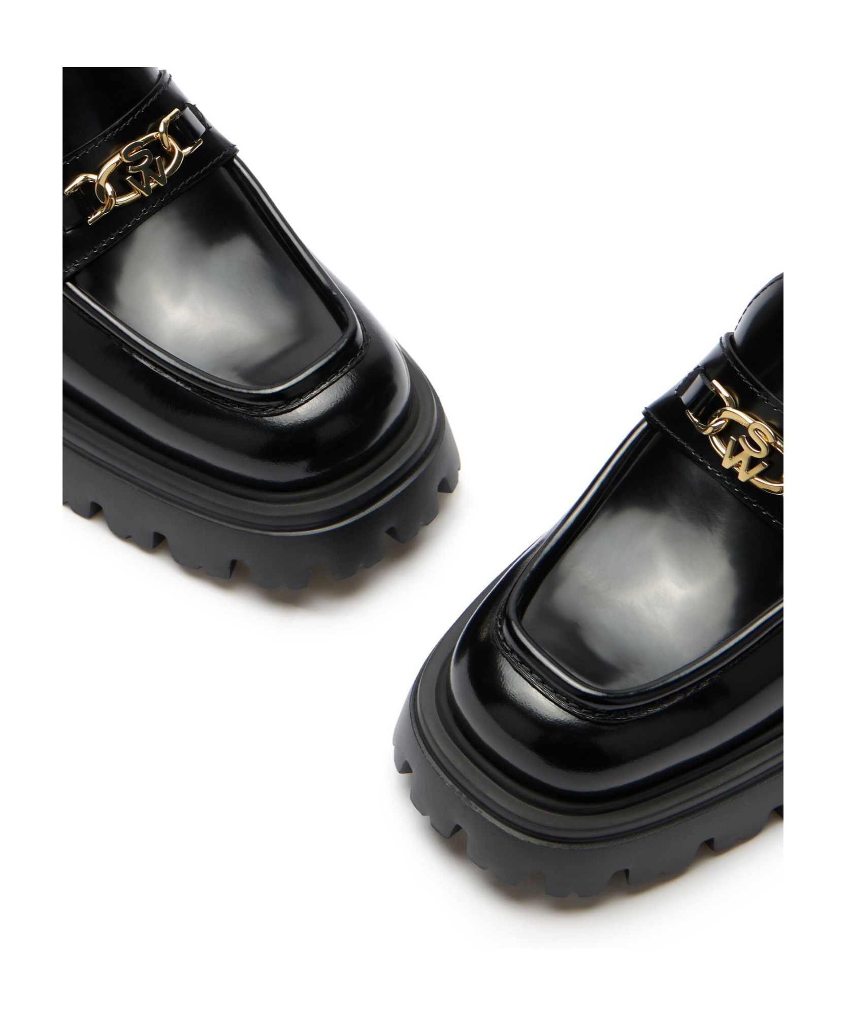 Stuart Weitzman Square Head Loafer Shoes In Black
