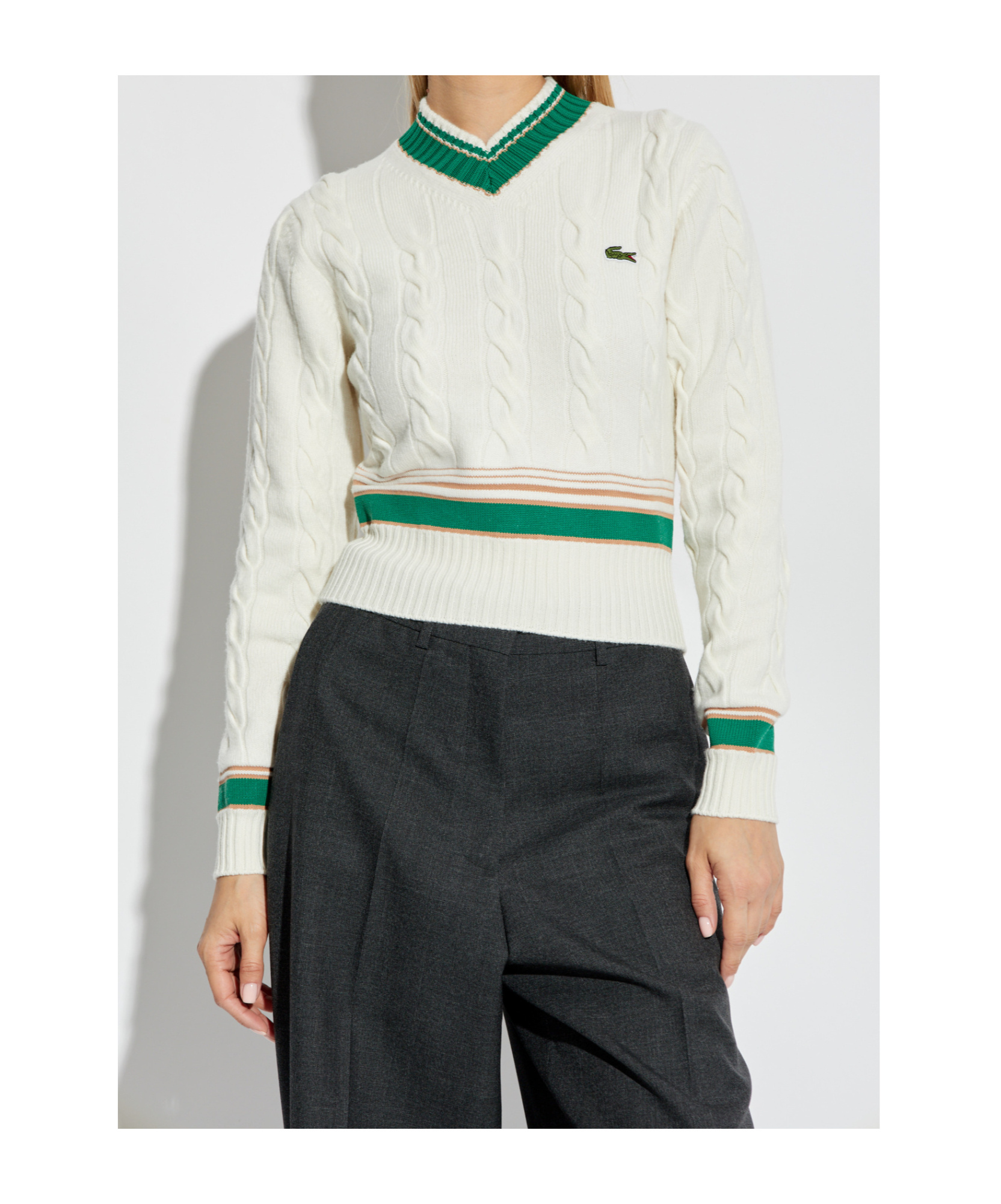 Shop Lacoste Logo-embroidered Jumper In White