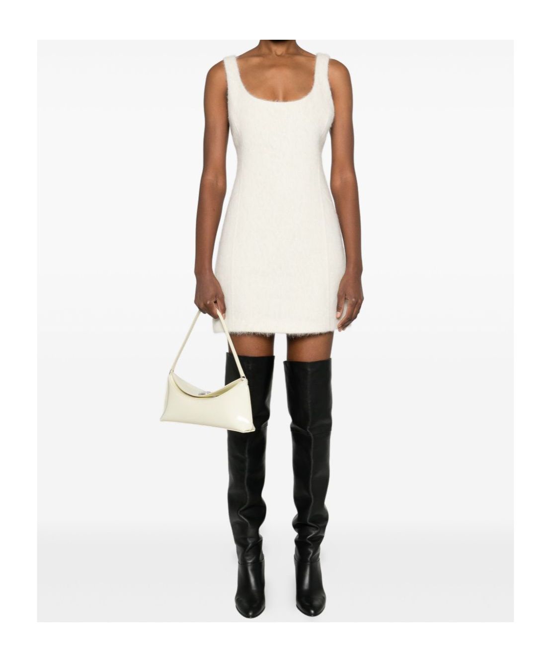 Patrizia Pepe Soft Mini Dress In Wool Blend In White