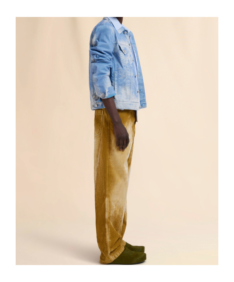 Marni Brown Flocked Denim Trousers With Back Adjuster In Brown