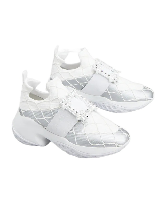 Roger Vivier Viv Run Strass Technical In White