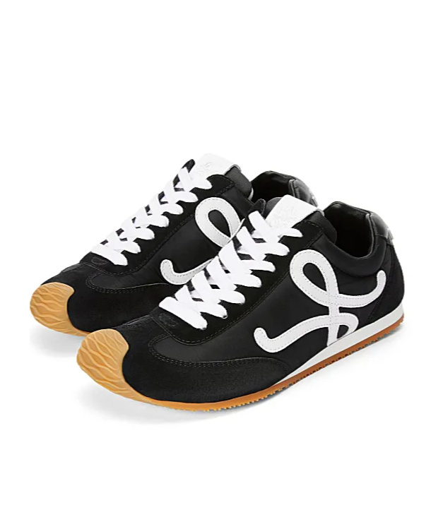 Loewe Women Black Canvas And Suede Ballet Runner 2.0 Sneakers In Black