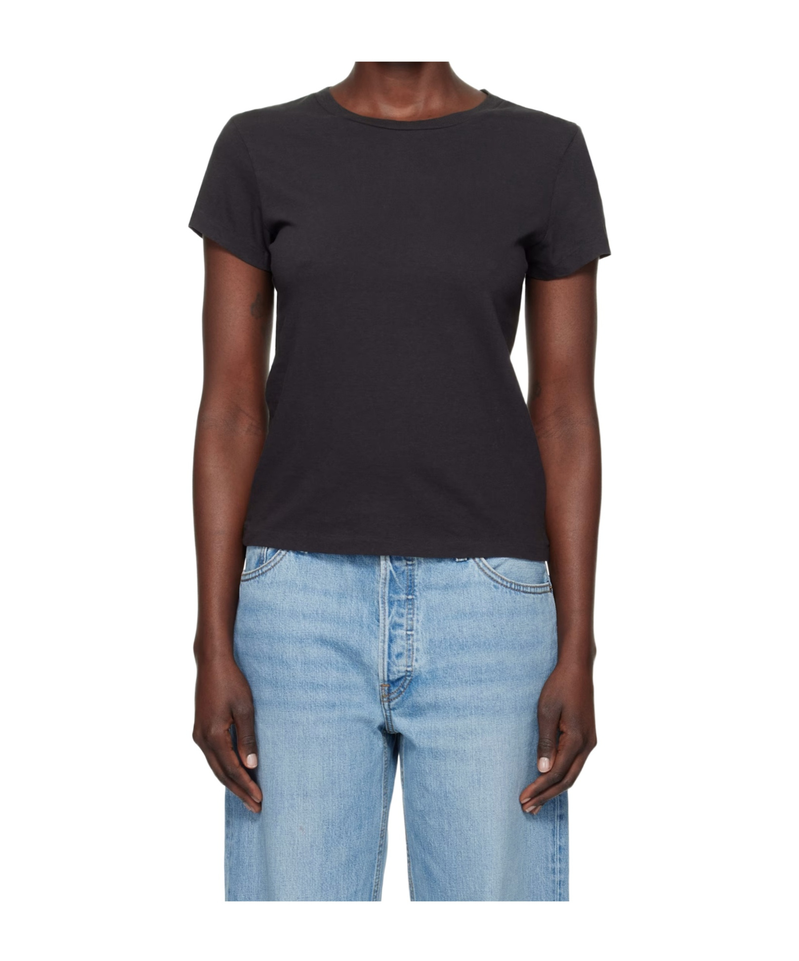 Re/done X Hanes Short-sleeved T-shirt In Washed Black