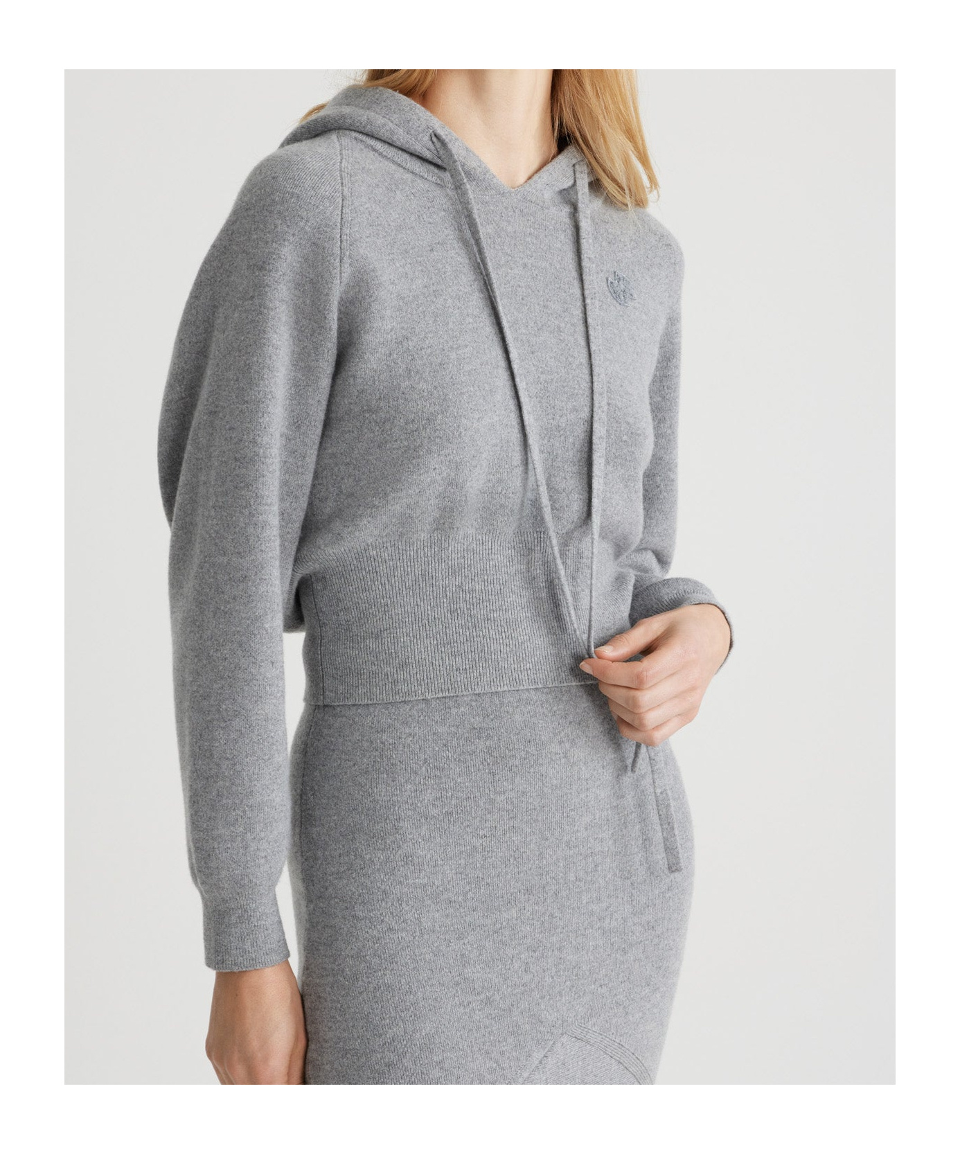 Patou Peplum Midi Skirt In Gray