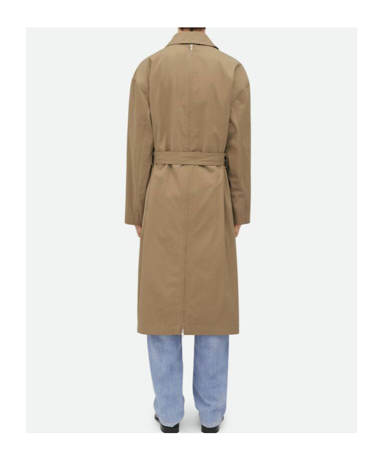 Bottega Veneta Light Cotton Twill Trench Coat In Nude